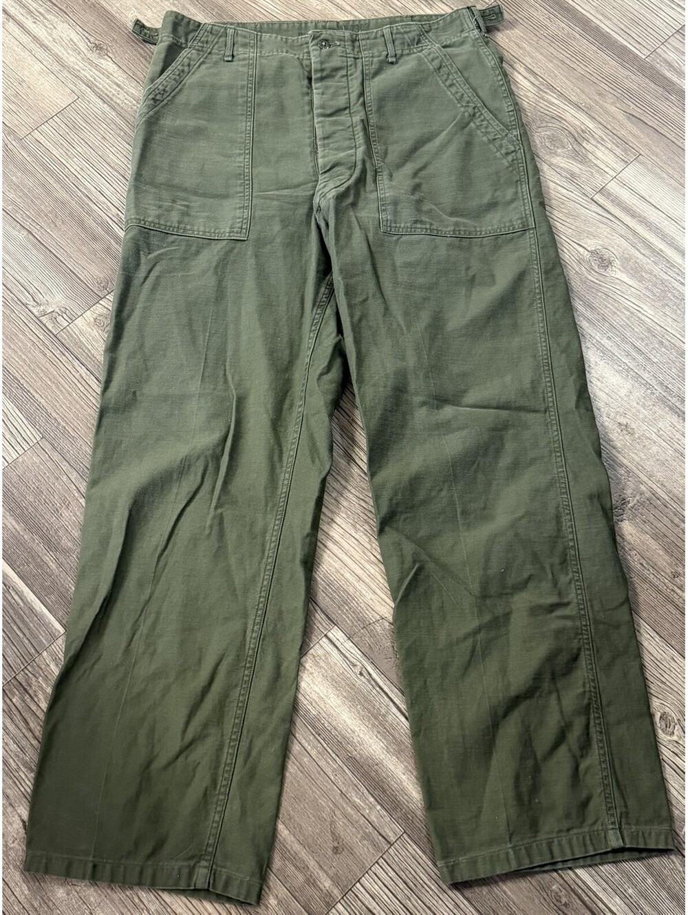 Vintage 1961 US Army OG 107 Sateen Cotton Baker Fatigue Pants Large